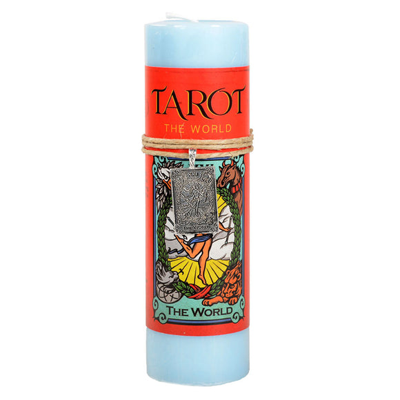 The World Tarot Pillar Candle with Pewter Pendant