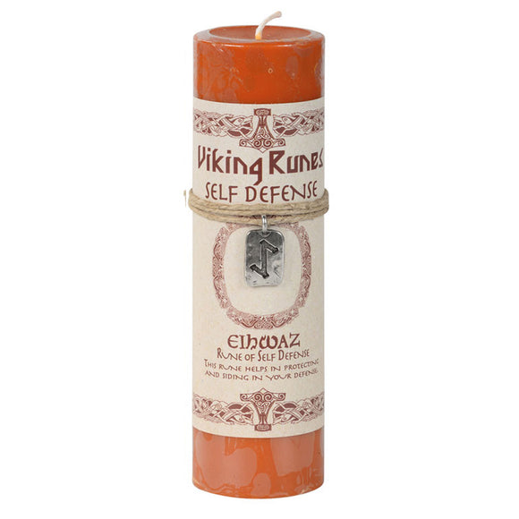 Viking Rune Pillar Candle with Eihwaz (Self-Defense) Pendant