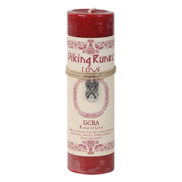 Viking Rune Pillar Candle with Geba (Love) Pendant