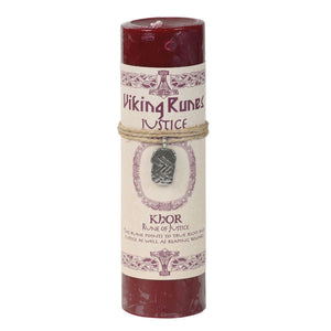 Viking Rune Pillar Candle with Khor (Justice) Pendant