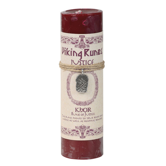 Viking Rune Pillar Candle with Khor (Justice) Pendant