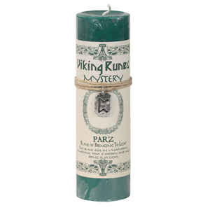 Viking Rune Pillar Candle with Parz (Mystery) Pendant
