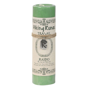 Viking Rune Pillar Candle with Raido (Travel) Pendant