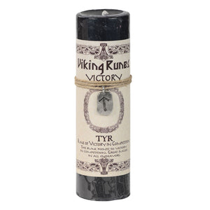Viking Rune Pillar Candle with Tyr (Victory) Pendant