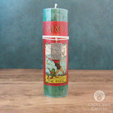 The Fool Tarot Pillar Candle with Pewter Pendant