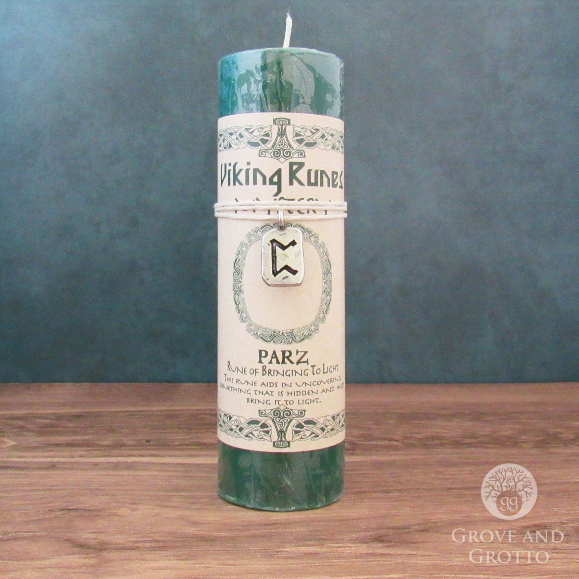 Viking Rune Pillar Candle with Parz (Mystery) Pendant – Grove and Grotto
