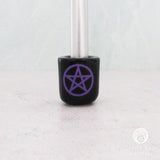 Pentacle Ceramic Chime Candle Holder (Black with Purple)