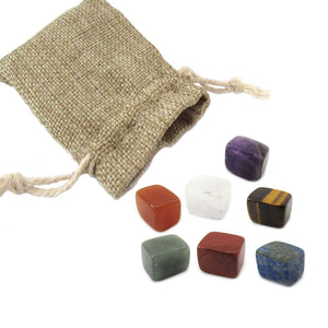 Mini Chakra Stone Set with Burlap Bag
