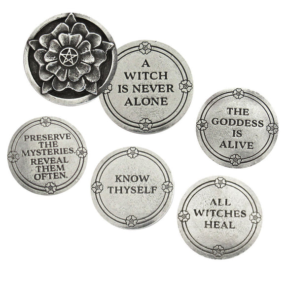 Witches' Wisdom Pewter Pocket Stone (Choose Style)