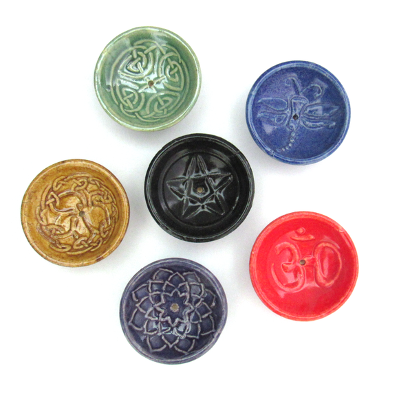 Ceramic Embossed Incense Burners (Set of 6)