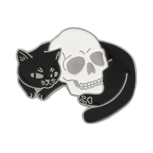 Cat with Skull Enamel Pin