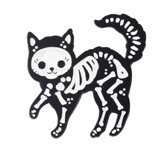 Skeleton Cat Enamel Pin