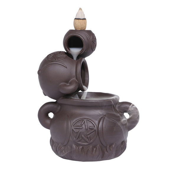 Triple Moon Cauldron Backflow Incense Burner