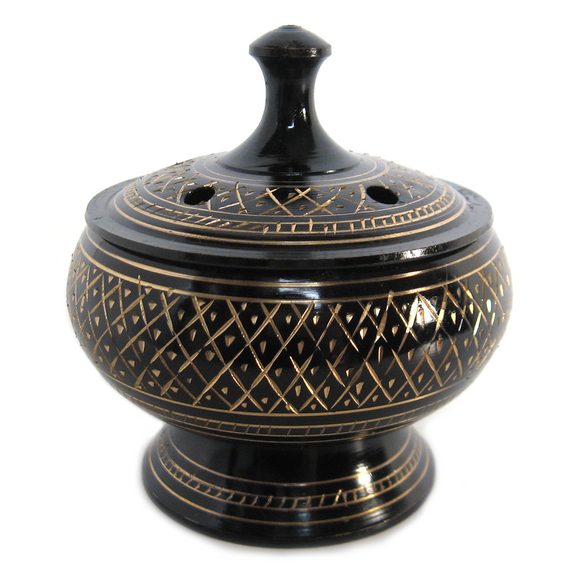 Engraved Incense Burner with Lid