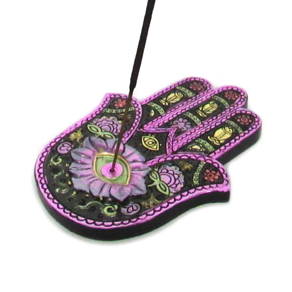 Black and Fuschia Hamsa Incense Burner