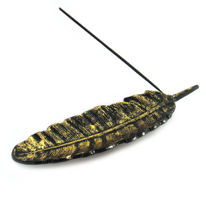 Black and Gold Feather Incense Burner