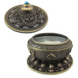 Tibetan Style Incense Burner with Jeweled Lid