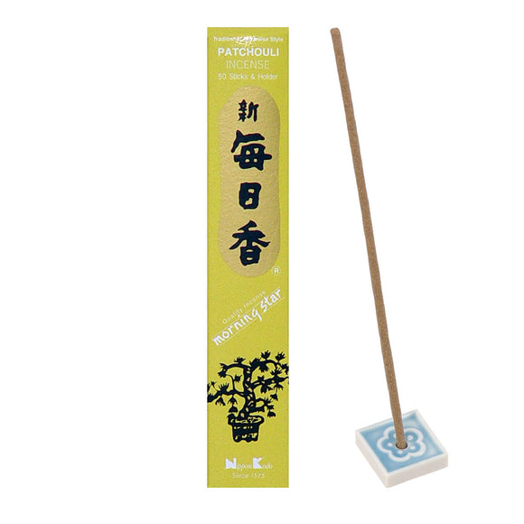 Morning Star Incense - Patchouli (Box of 50 Sticks with Holder)