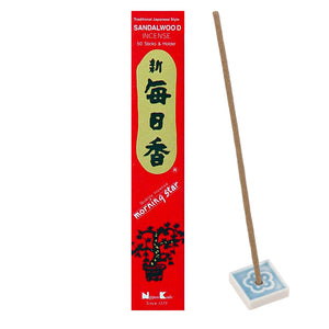 Morning Star Incense - Sandalwood (Box of 50 Sticks with Holder)