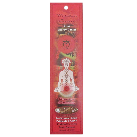 Muladhara (Root) Chakra Incense Sticks by Prabhuji's - Package of 10