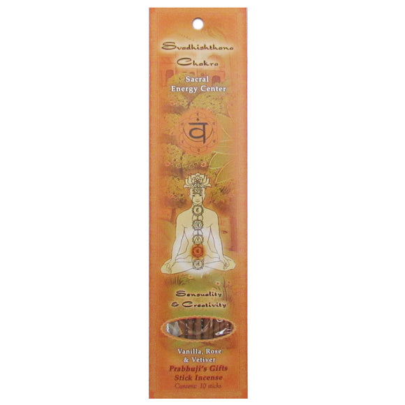 Svadhisthana (Sacral) Chakra Incense Sticks by Prabhuji's - Package of 10