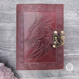 Celtic Dragon Leather Journal with Latch