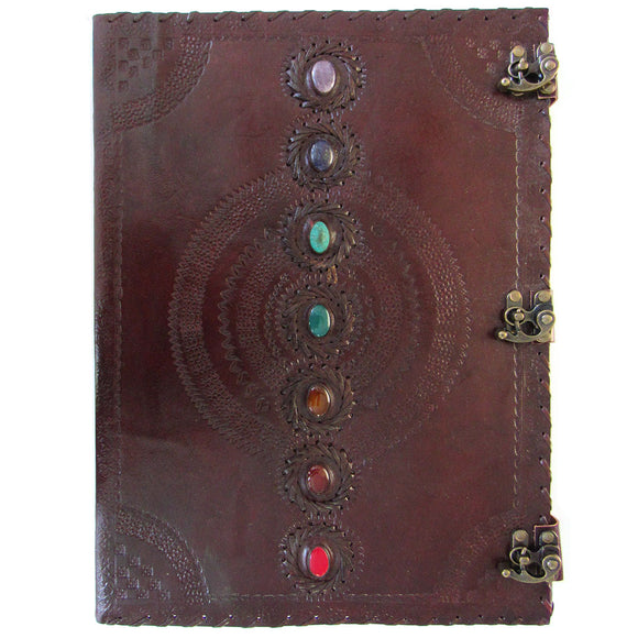 Huge Seven Chakras Leather Journal