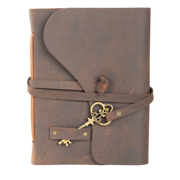 Soft Leather Journal with Key (Antiqued Paper)