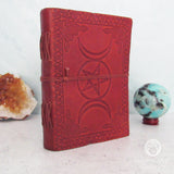 Triple Moon and Pentagram Leather Journal
