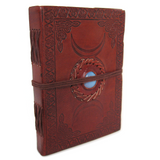Triple Moon Leather Journal with Stone