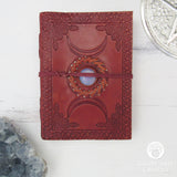 Triple Moon Leather Journal with Stone