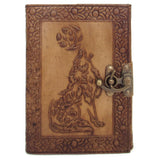 Celtic Wolf and Moon Leather Journal with Latch