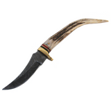 Stag Damascus Curved Tip Knife
