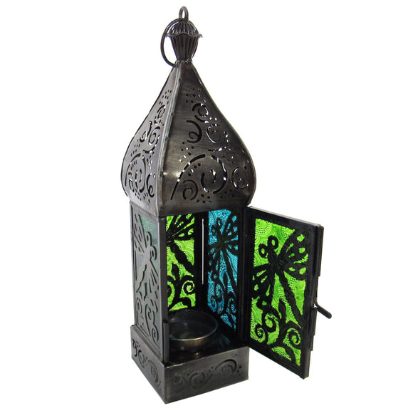 Dragonfly Glass and Metal Lantern
