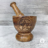 Wood Pentagram Mortar and Pestle