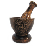 Wood Pentagram Mortar and Pestle