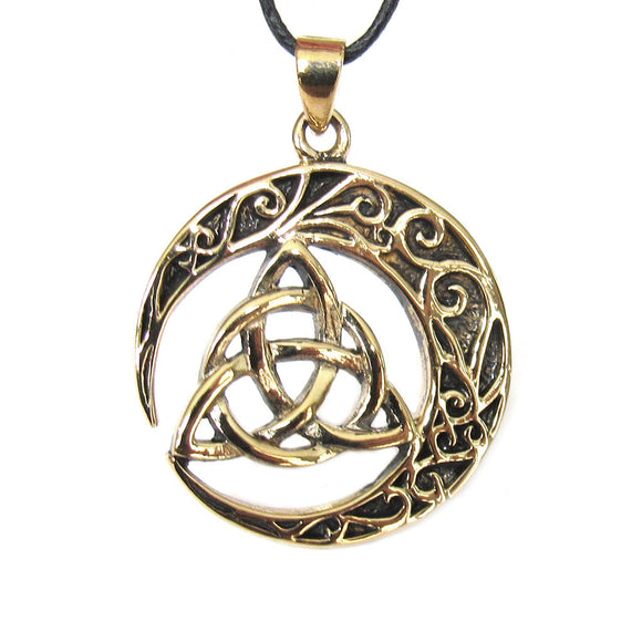 Crescent Moon Triquetra Pendant (Bronze)