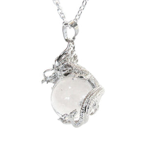 Dragon Pendant with Clear Quartz Sphere