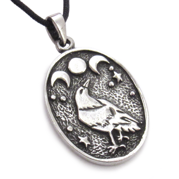 Triple Moon Raven Pendant