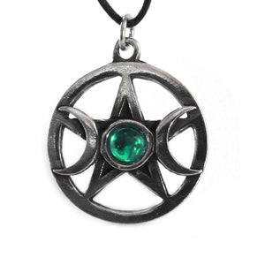 Triple Moon Pentagram with Gem (Green)