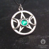 Triple Moon Pentagram with Gem (Green)