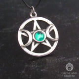 Triple Moon Pentagram with Gem (Green)