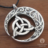 Crescent Moon Triquetra Pendant (Pewter)
