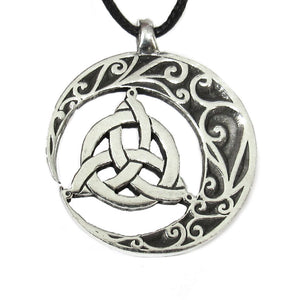 Crescent Moon Triquetra Pendant (Pewter)