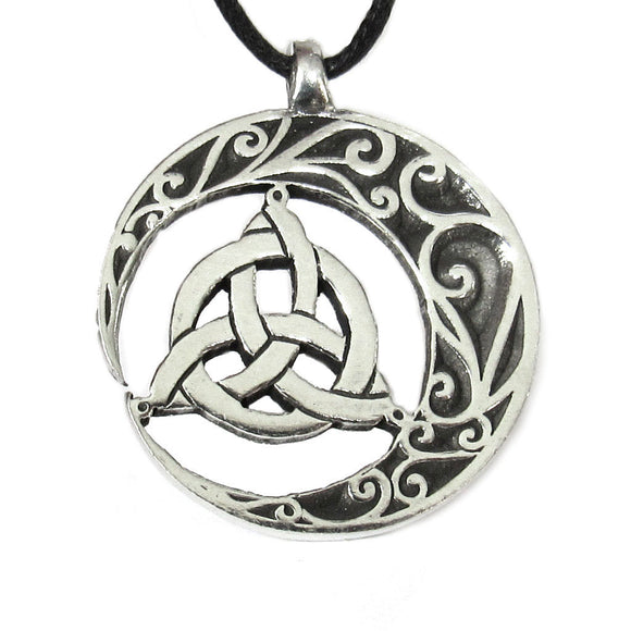 Crescent Moon Triquetra Pendant (Pewter)