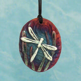Dragonfly Raku Medallion with Cord