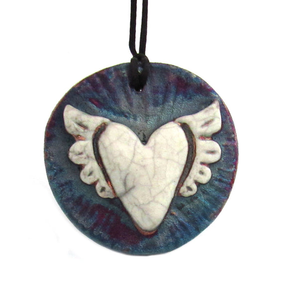 Heart Raku Medallion with Cord