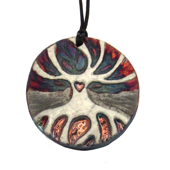 Tree of Life Raku Medallion with Cord