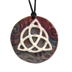 Triquetra Raku Medallion with Cord