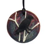 Raven Raku Medallion with Cord